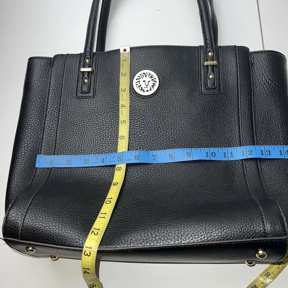 Anne Klein Perfect Shopper Large Tote Shoulder Bag Faux Leather Black